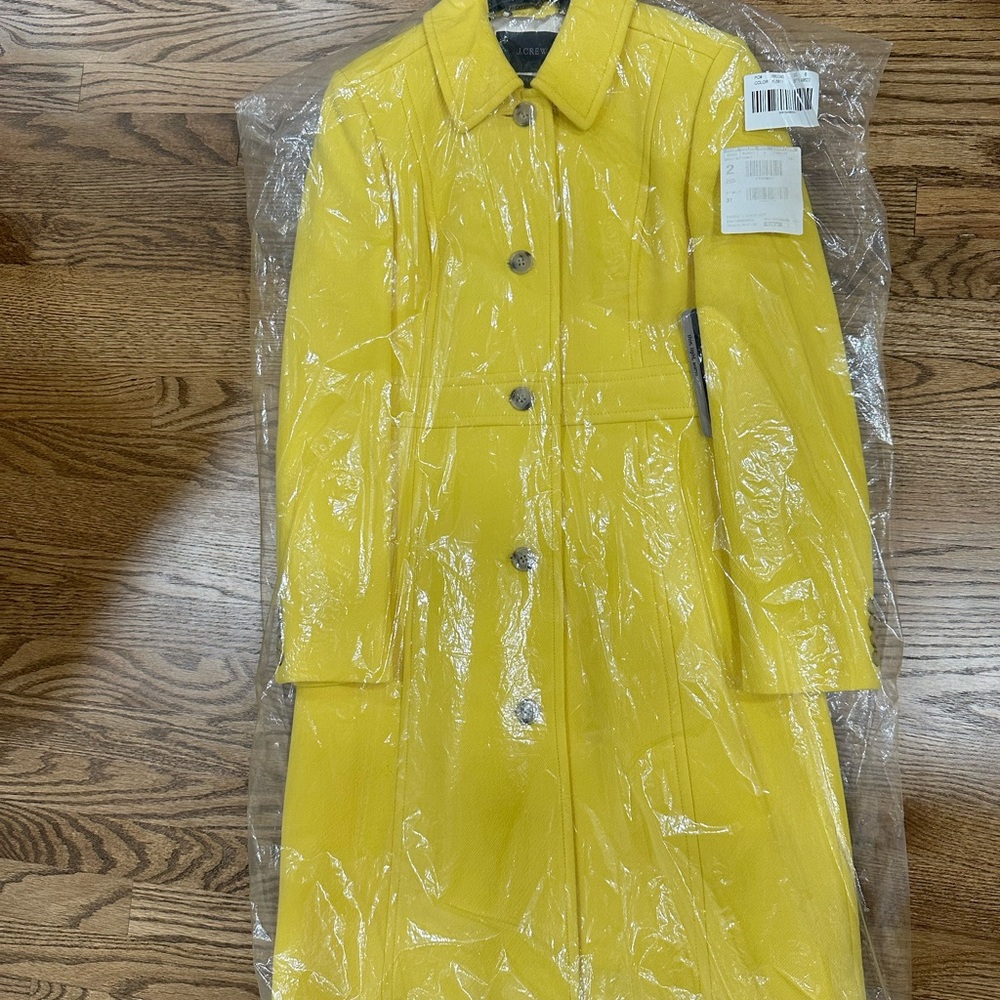 Brand New J. Crew Bright Butternut Lady Day Coat in Italian Wool Water-Resistant